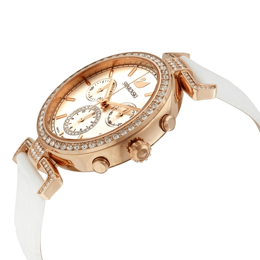 Swarovski Era Journey Silver Dial White Leather Strap Watch for Women - 5295369