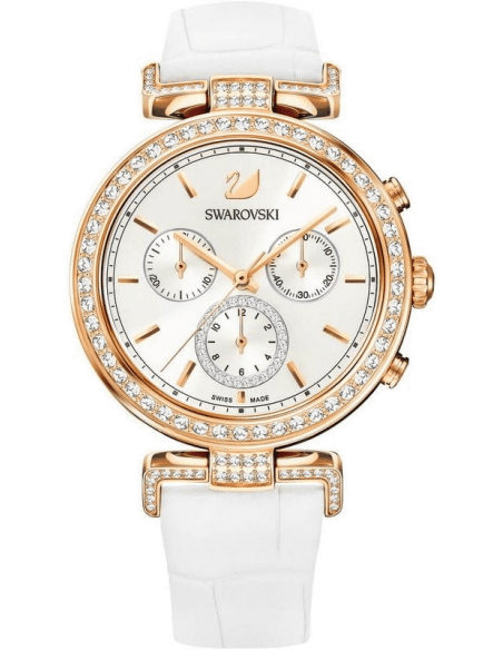 Swarovski Era Journey Silver Dial White Leather Strap Watch for Women - 5295369