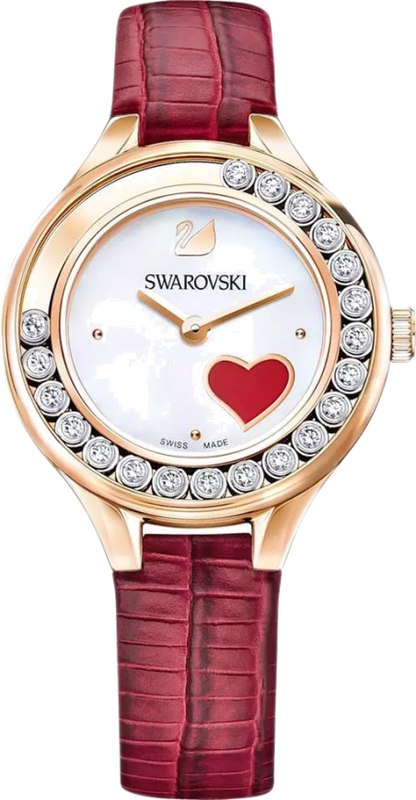 Swarovski Lovely Crystals Analog White Dial Red Leather Strap Watch for Women - 5297584