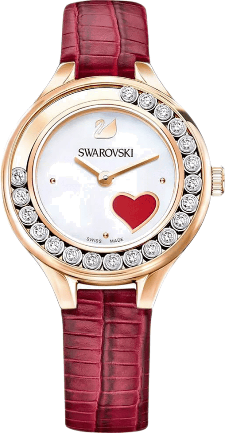 Swarovski Lovely Crystals Analog White Dial Red Leather Strap Watch for Women - 5297584