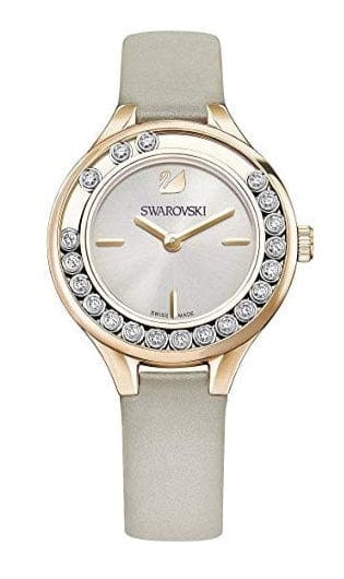 Swarovski Lovely Crystals Mini Grey Dial Grey Leather Strap Watch for Women - 5261481
