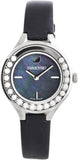 Swarovski Lovely Crystals Mother of Pearl Black Dial Black Leather Strap Watch for Women - 5242898