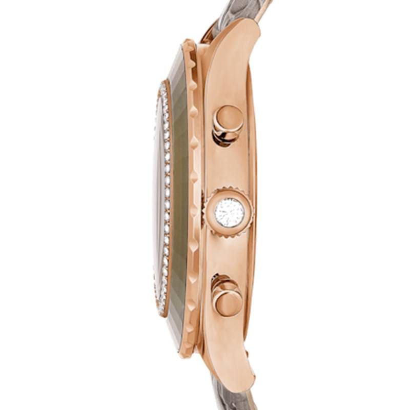 Swarovski Octea Chrono Grey Dial Grey Leather Strap Watch for Women - 5671153