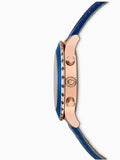 Swarovski Octea Lux Chrono Blue Dial Blue Leather Strap Watch for Women - 5563480