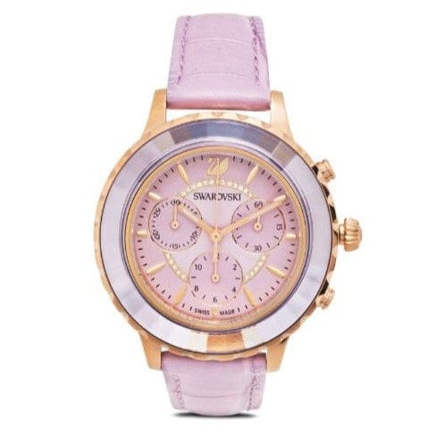 Swarovski Octea Lux Chrono Purple Dial Purple Leather Strap Watch for Women - 5632263