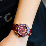 Swarovski Octea Lux Chrono Red Dial Red Leather Strap Watch for Women - 5547642