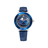 Swarovski Octea Lux Moon Crystal Blue Dial Blue Leather Strap Watch for Women - 5516305