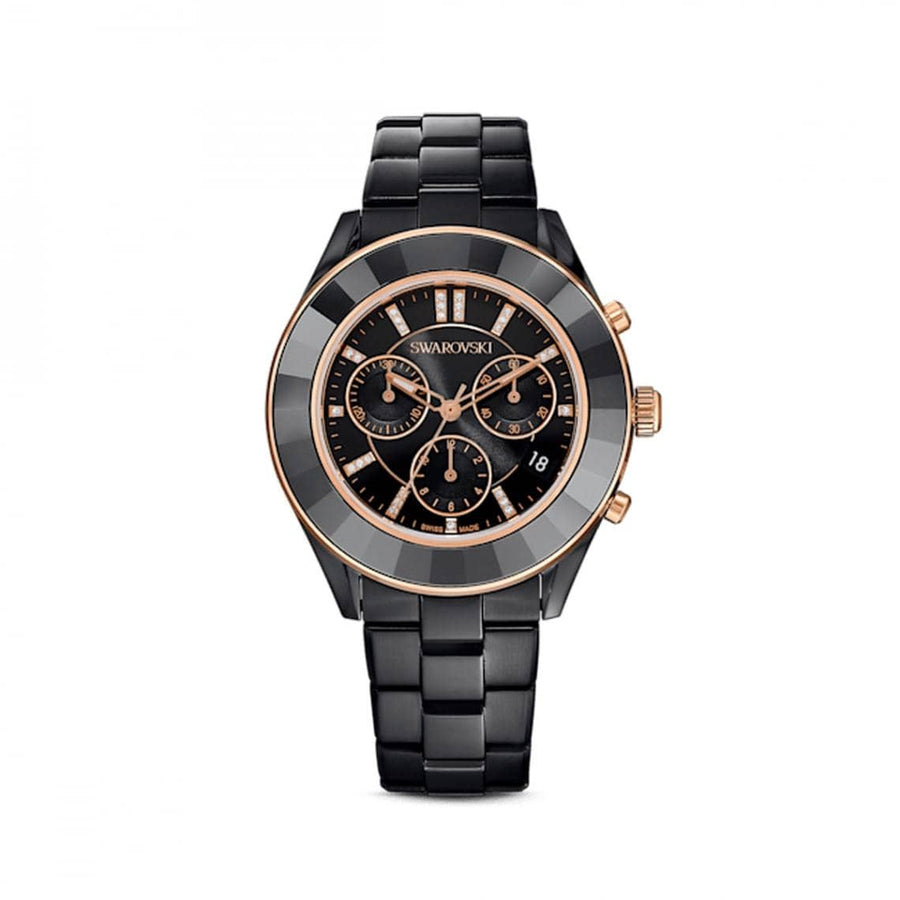 Swarovski Octea Lux Sport Black Dial Black Steel Strap Unisex Watch - 5610472