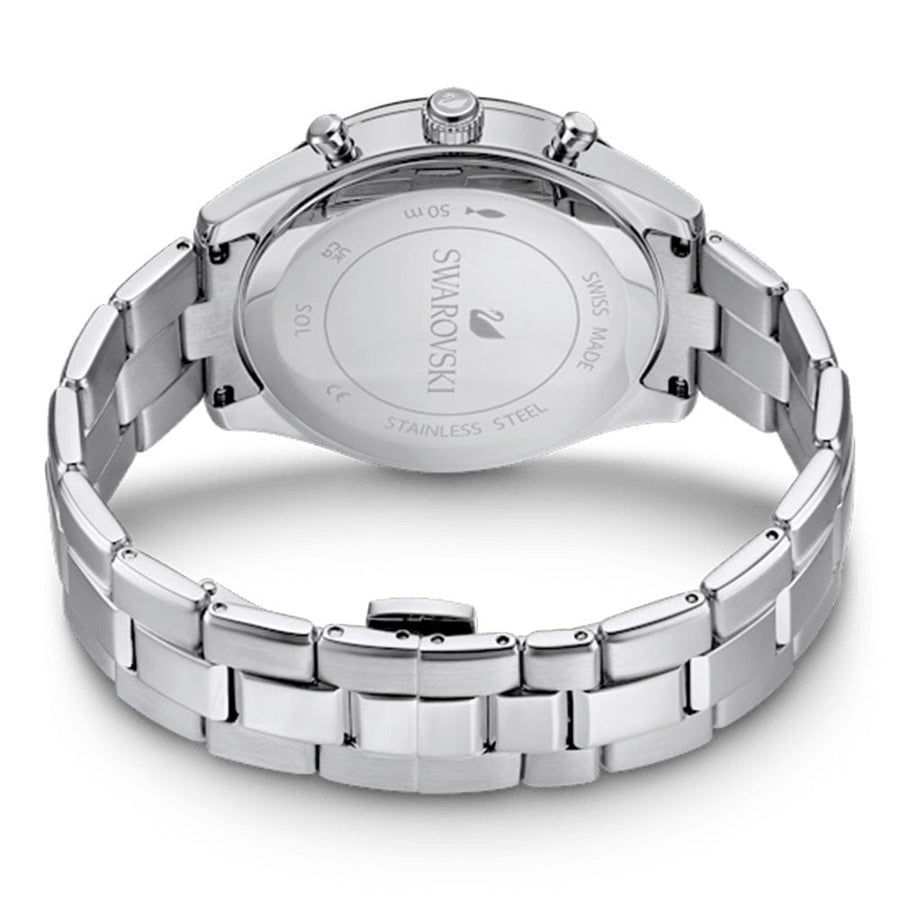 Swarovski Octea Lux Sport Chronograph Black Dial Silver Steel Strap Watch for Women - 5610520