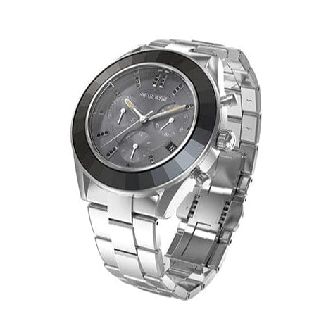 Swarovski Octea Lux Sport Chronograph Black Dial Silver Steel Strap Watch for Women - 5610520