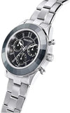 Swarovski Octea Lux Sport Chronograph Black Dial Silver Steel Strap Watch for Women - 5610520