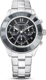 Swarovski Octea Lux Sport Chronograph Black Dial Silver Steel Strap Watch for Women - 5610520