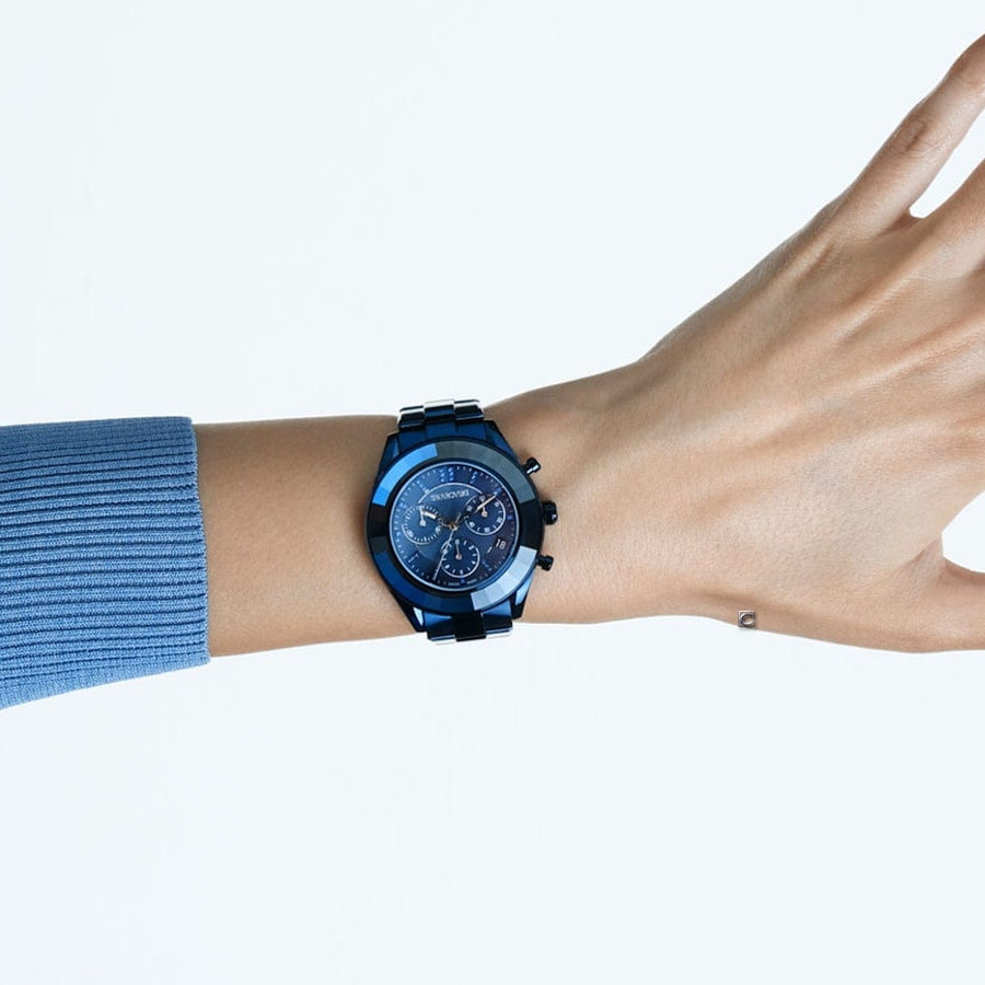 Swarovski Octea Lux Sport Chronograph Blue Dial Blue Steel Strap Watch for Women - 5610475