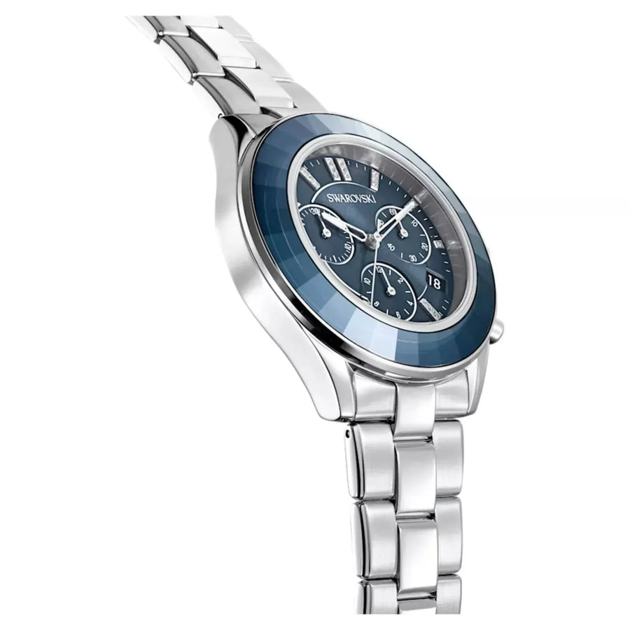 Swarovski Octea Lux Sport Chronograph Blue Dial Silver Steel Strap Watch for Women - 5610481