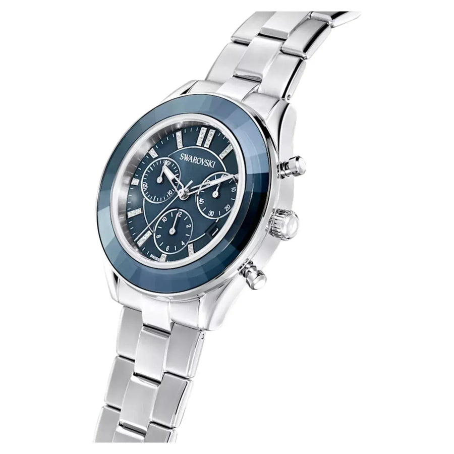 Swarovski Octea Lux Sport Chronograph Blue Dial Silver Steel Strap Watch for Women - 5610481