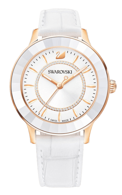 Swarovski Octea Lux White Dial White Leather Strap Watch for Women - 5414416