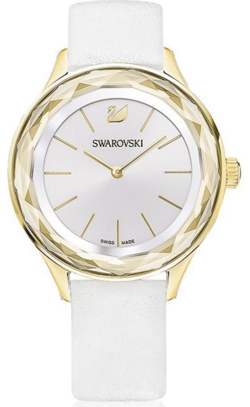 Swarovski Octea Nova Quartz White Dial White Leather Strap Watch for Women - 5295337