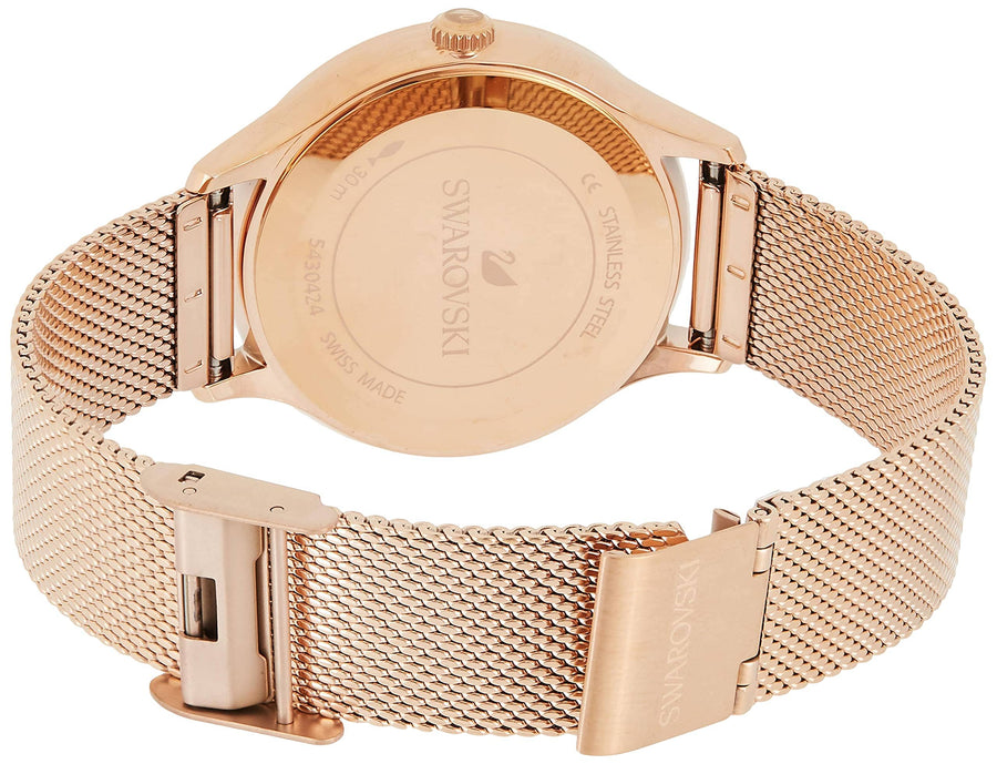 Swarovski Octea Nova Black Dial Rose Gold Mesh Bracelet Watch for Women - 5430424