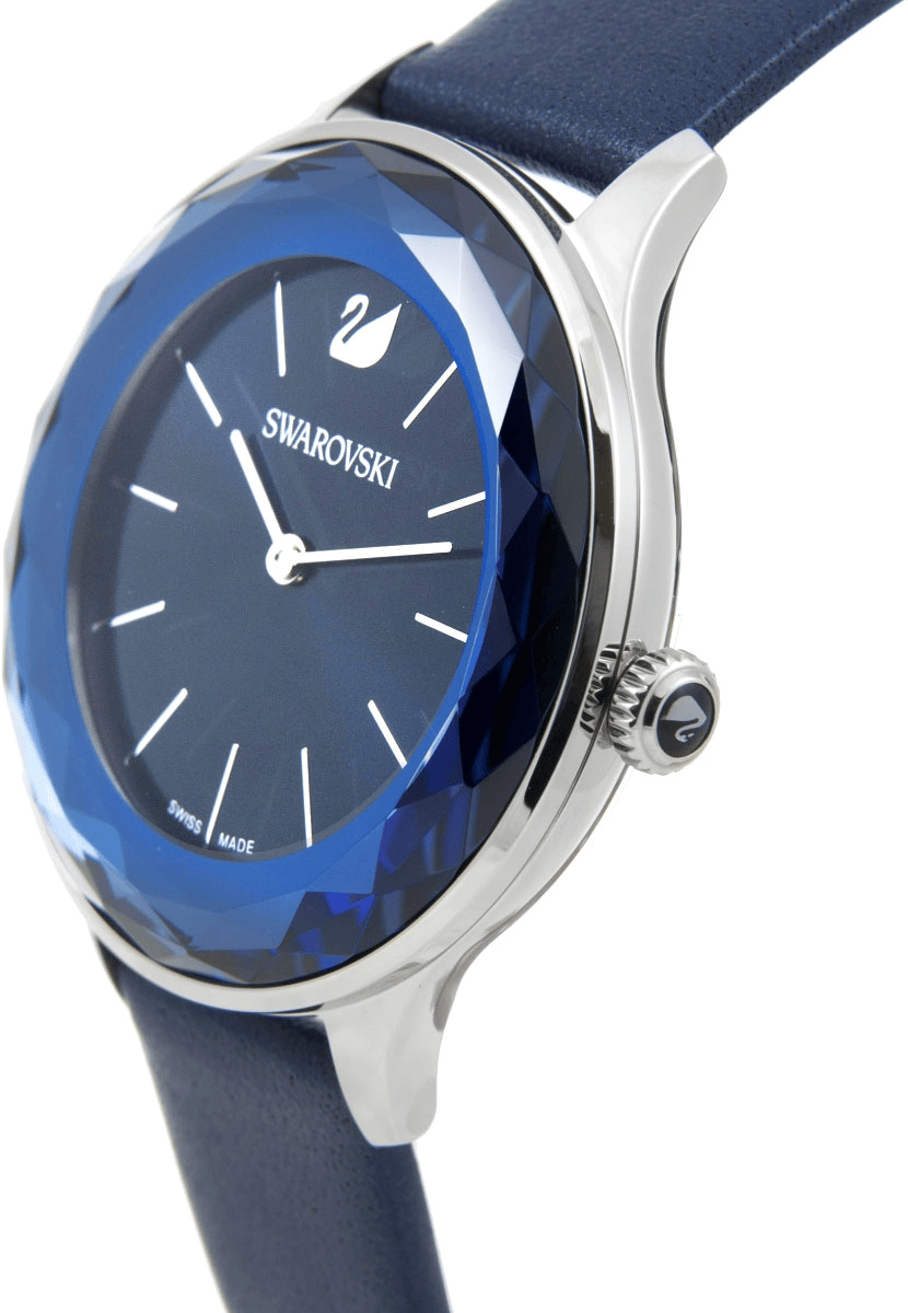 Swarovski Octea Nova Blue Dial Blue Leather Strap Watch for Women - 5295349