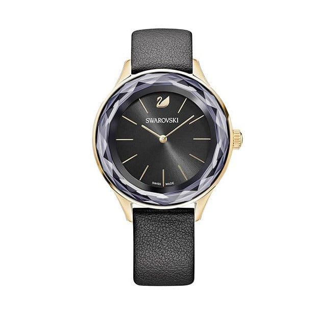 Swarovski Octea Nova Grey Dial Grey Leather Strap Watch for Women - 5295358