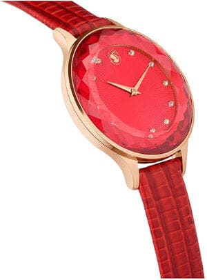 Swarovski Octea Nova Quartz Red Dial Red Leather Strap Watch for Women - 5650002