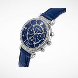 Swarovski Passage Chrono Crystal Blue Dial Blue Leather Strap Watch for Women - 5580342