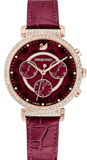 Swarovski Spring Flower Chronograph Red Dial Red Leather Strap Watch for Women - 5598689