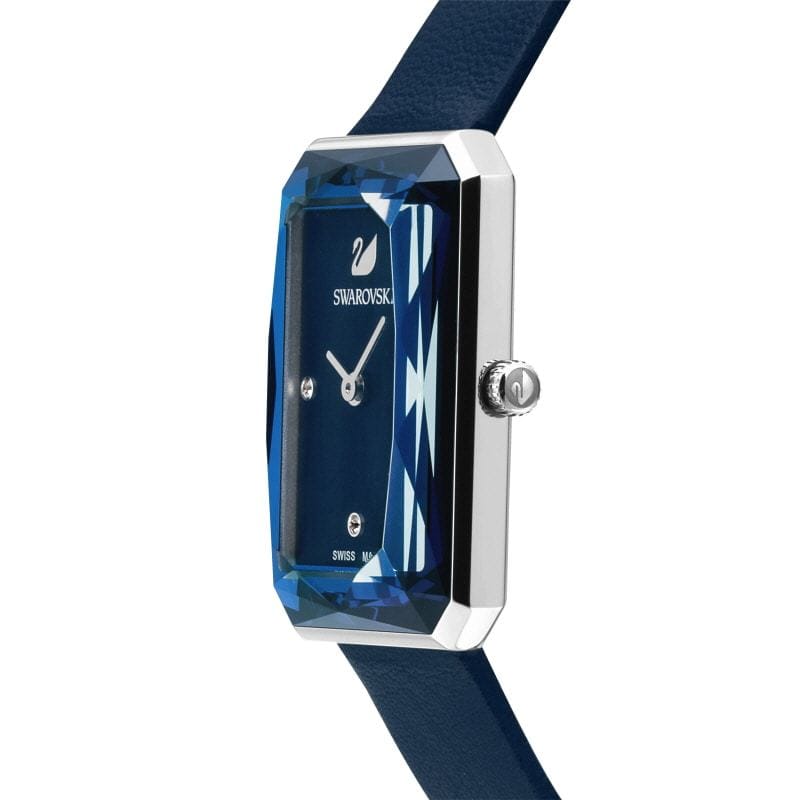 Swarovski Uptown Crystal Blue Dial Blue Leather Strap Watch for Women - 5547713