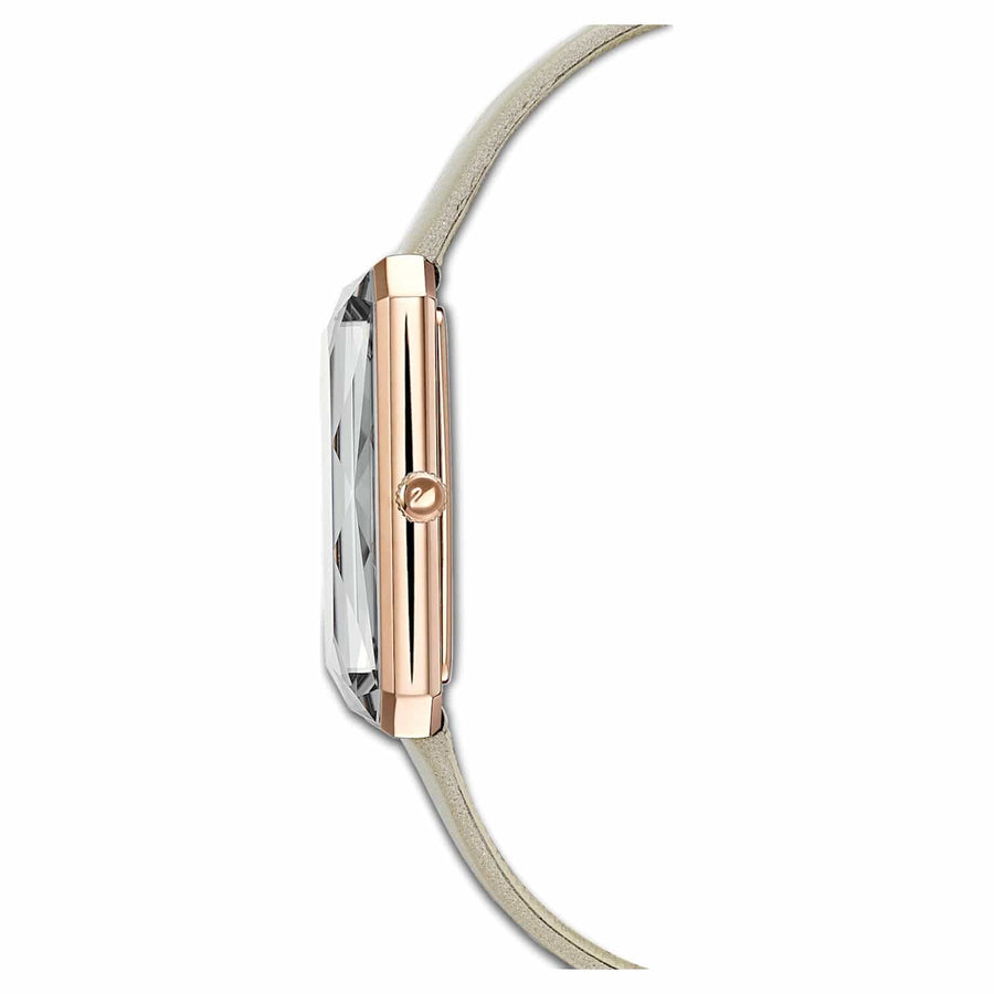 Swarovski Uptown Crystal Grey Dial Grey Leather Strap Watch for Women - 5547716
