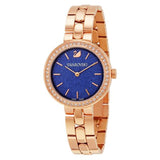 Swarovski Daytime Glittering Blue Dial Rose Gold Steel Strap Watch for Women - 5182277