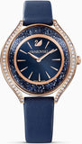 Swarovski Crystalline Aura Blue Dial Blue Leather Strap Watch for Women - 5519447