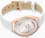 Swarovski Crystalline Aura Silver Dial White Leather Strap Watch for Women - 5519453