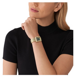 Michael Kors Emery Pave Analog Green Dial Gold Steel Strap Watch for Women - MK4742