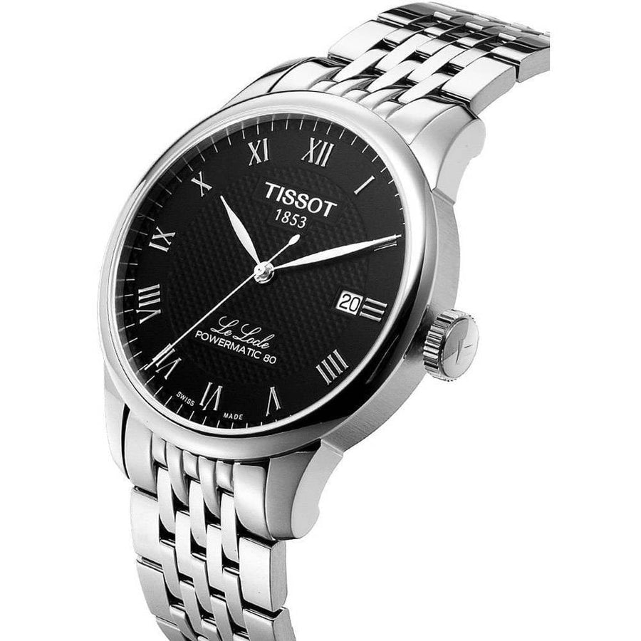 Tissot T Classic Le Locle Powermatic 80 Black Dial Silver Steel Strap Watch For Women - T41.1.483.53