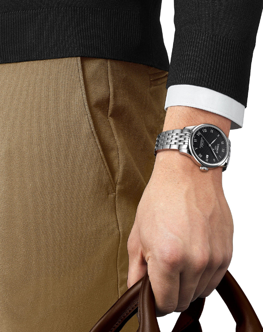 Tissot Le Locle Powermatic 80 Black Dial Silver Steel Strap Watch For Men - T006.407.11.053.00
