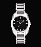 Tissot T Wave Black Dial Two Tone Steel Strap Watch For Women - T023.210.11.056.00