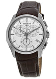 Tissot Couturier Chronograph White Dial Brown Leather Strap Watch For Men - T035.617.16.031.00