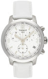 Tissot PRC 200 Chronograph White Dial White Leather Strap Watch For Men - T055.417.16.017.00