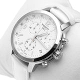 Tissot PRC 200 Chronograph White Dial White Leather Strap Watch For Men - T055.417.16.017.00