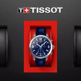 Tissot PRC 200 Chronograph Blue Dial Blue Leather Strap Watch For Men - T055.417.16.047.00