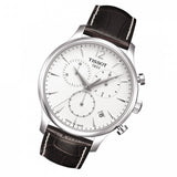 Tissot T Classic Tradition Chronograph White Dial Brown Leather Strap Watch For Men - T063.617.16.037.00