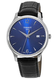 Tissot T Classic Tradition Blue Dial Black Leather Strap Watch For Men - T063.610.16.047.00