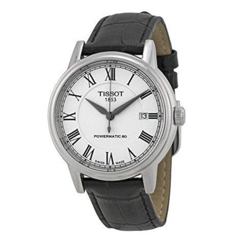 Tissot Carson Powermatic 80 White Dial Black Leather Strap Watch For Men - T085.407.16.013.00