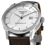 Tissot Luxury Powermatic 80 Silver Dial Brown Leather Strap Watch For Men - T086.407.16.031.00