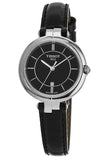 Tissot T Lady Flamingo Black Dial Black Leather Strap Watch For Women - T094.210.16.051.00