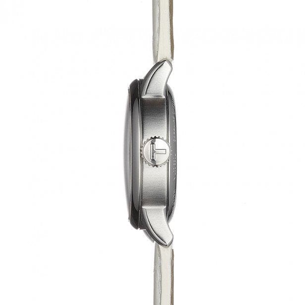 Tissot Chemin Des Tourelles Powermatic 80 Lady White Dial White Leather Strap Watch For Women - T099.207.16.116.00