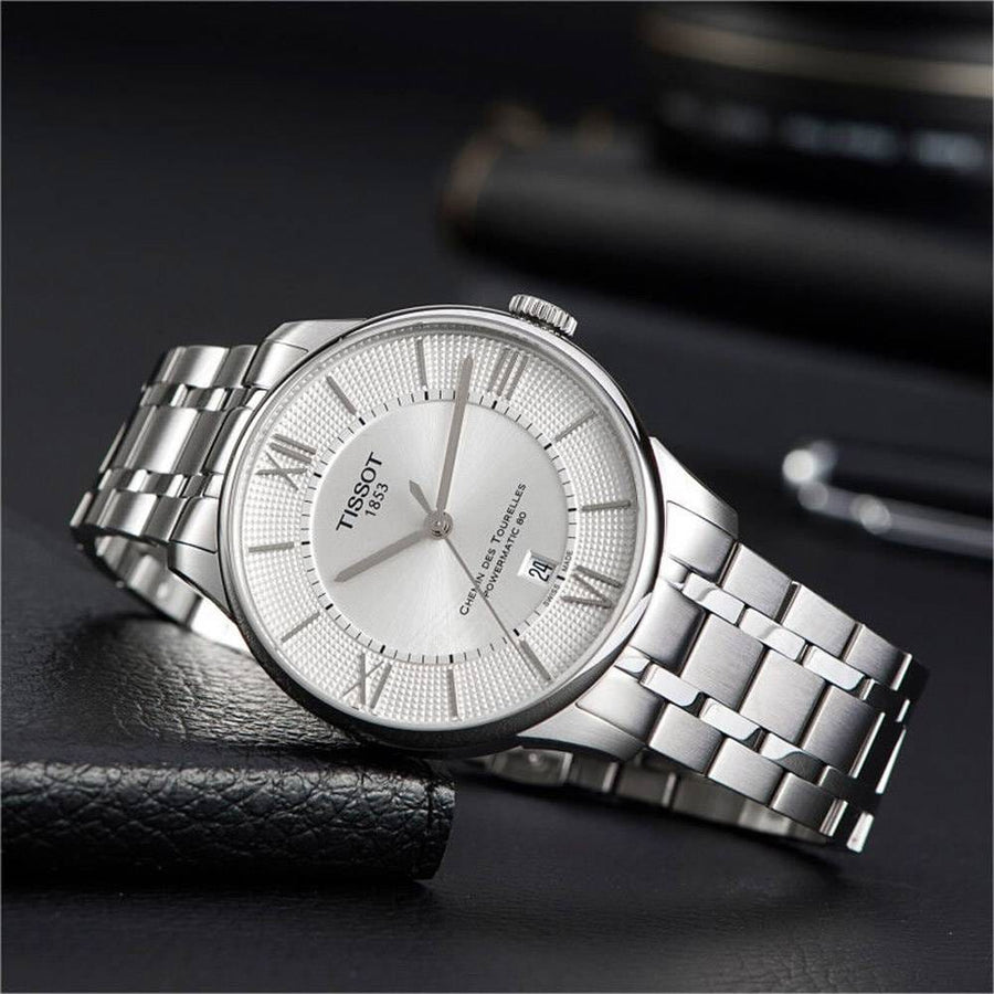 Tissot T Classic Chemin Des Tourelles Silver Dial Silver Steel Strap Watch For Men - T099.408.11.038.00