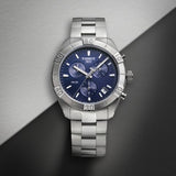 Tissot PR 100 Sport Quartz Chronograph Blue Dial Silver Steel Strap Watch For Men - T101.617.11.041.00