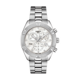 Tissot PR 100 Sport Chic Chronograph Diamonds Mother of Pearl Dial Silver Steel Strap Watch for Women - T101.917.11.116.00