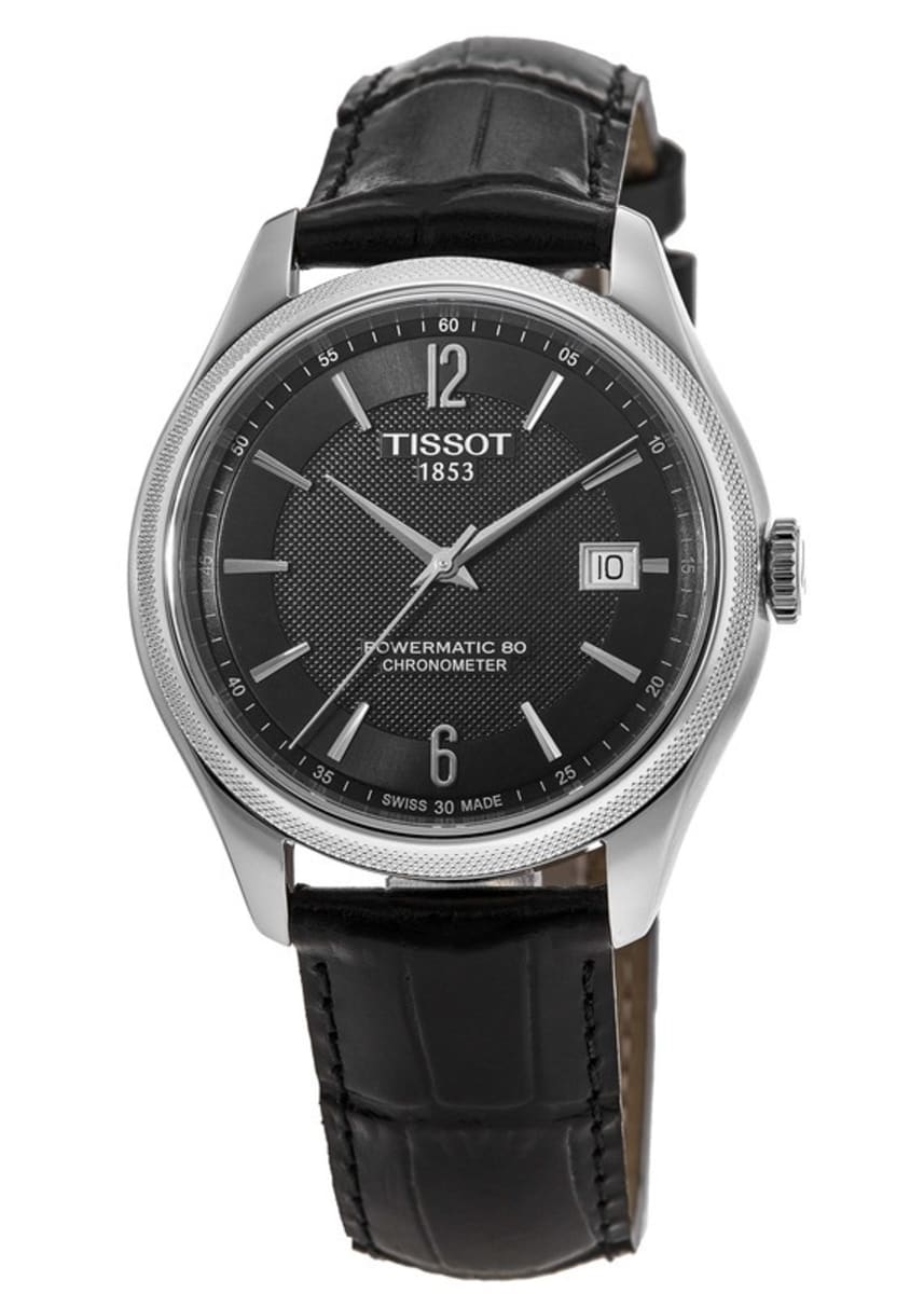 Tissot Ballade Powermatic 80 Cosc Black Dial Black Leather Strap Watch For Men - T108.408.16.057.00